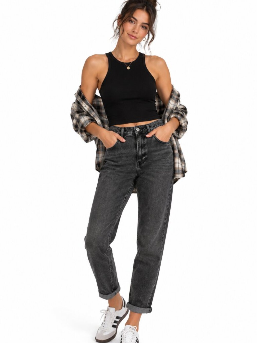 PacSun Mom Jeans 24 Black Wash High Rise 100% Cotton Relaxed Tapered Denim
